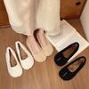 Flat bottom fluffy shoes women wear versatile Internet celebrity cotton ladyshoes flat heel sheep curly wool velvet 2025 new Doudou shoes