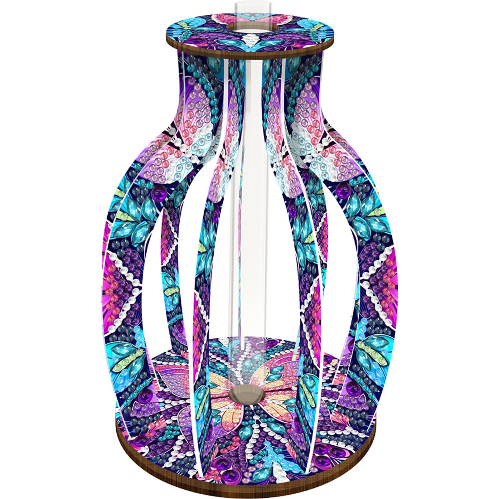 

Wood Blue Pink Diamond Painting Flower Vase Rhinestones Desktop Ornaments 5D DIY Diamond Art Tabletop Decors for Adults Beginner