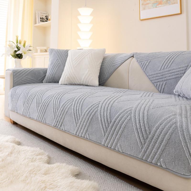 

1pcs Solid Color Thicken Sofa Cover Simple Non-Slip Dustproof Living Room Couch Cushion Durable Backrest Towel 1seat 70x70cm-1pcs світло-сірого кольору
