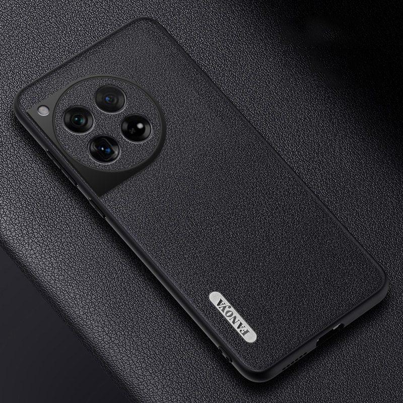 

Роскошный чехол из искусственной кожи для OnePlus 12 12R 5G, задняя крышка, матовый силиконовый противоударный чехол для телефона с полной защитой для One Plus 12 R For OnePlus 12 чёрный