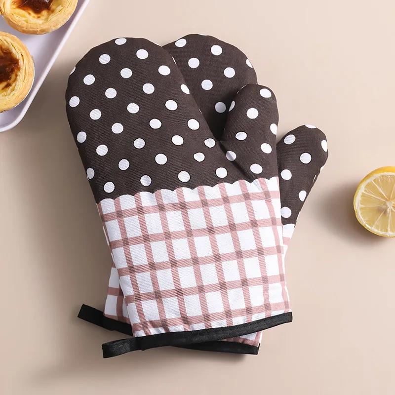 2pcs Household Thickened Heat Insulation Gloves Baking High Temperature Resistant Gloves Kitchen Oven Microwave Special Gloves