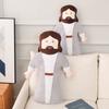 Jesus Plüschtier Weiches Kuschelkissen Brauner Bart Graues Gewand Kleidung Weihnachtsgeschenk Heimdekoration Cartoonfigur Religiöses Sammlerstück