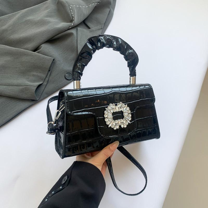 

Stylish Vintage Handheld Small Bag 2024 Trendy Crossbody Bag With Shiny Rhinestones чорний