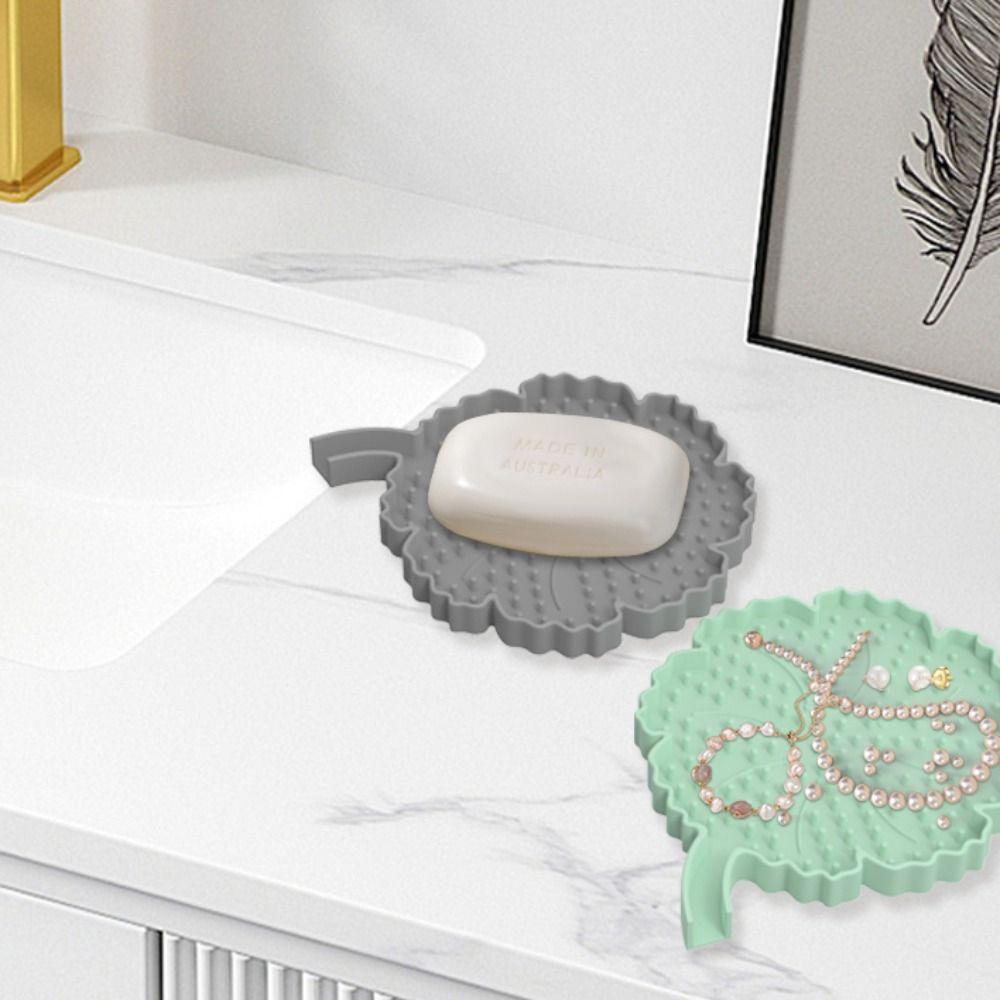 Creative Silicone Bathroom Soap Dish Flower Shape Self-draining Soap Container Soap Box Bathroom Accessories