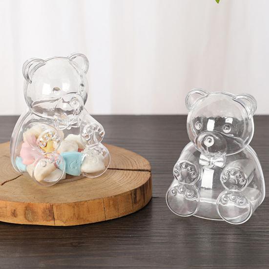 2 Stück Süße Bärenförmige Süßigkeitenschachteln Klare Füllbare Leckerli-Behälter Wiederverwendbare Feiertagssüßigkeiten-Geschenkbox für Junggesellinnenabschied Hochzeit Weihnachtsfeier Gastgeschenke
