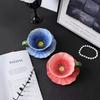 European style ceramic coffee cup set, niche women's high-value latte cup exquisite colorful flowers coffee cup