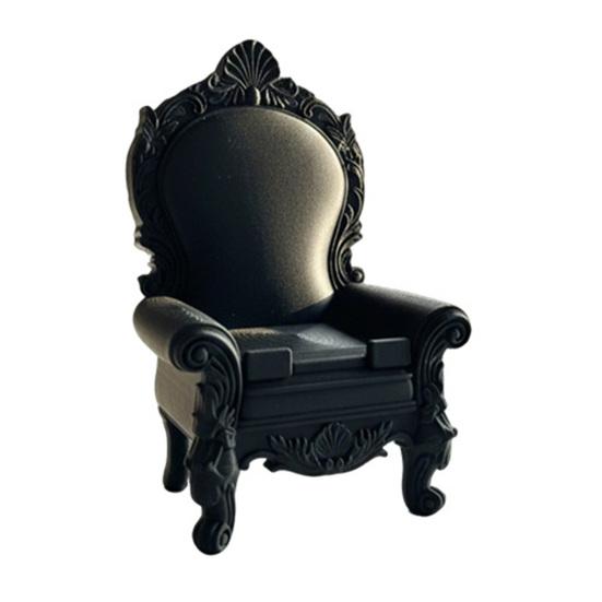 Dollhouse Miniature Vintage Chair, Mini Single Chair Model, Retro Black Sofa Figurine, 1/12 Scale Dollhouse Furniture, Living Room Decoration
