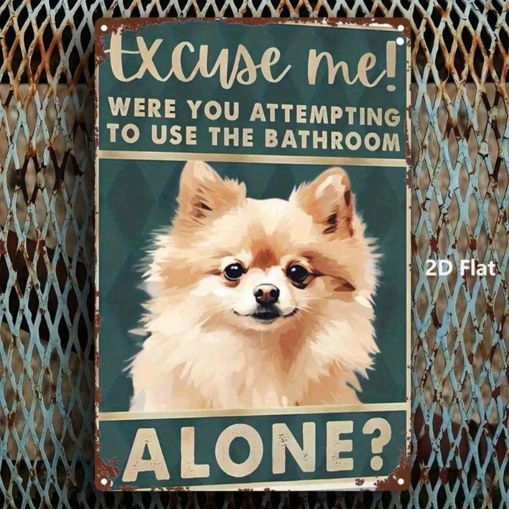 Rustic Dog Lovers Sign Excuse Me Porcelain Plaque Bathroom Decor