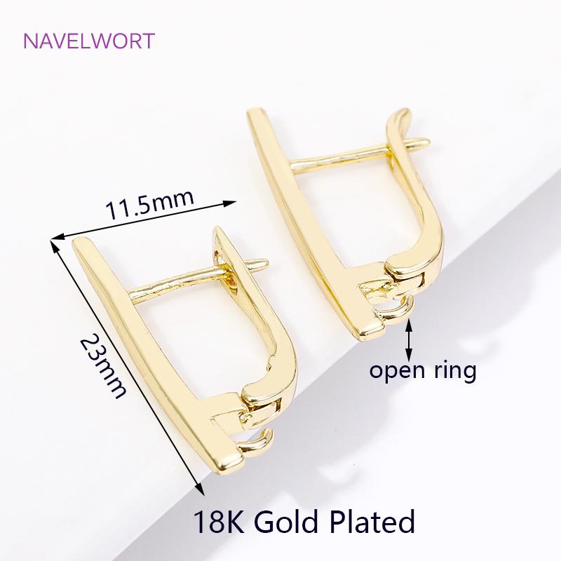 DIY Earring Making Accessories 18K Gold Plated Smooth Earring Hook Clasps Brass Metal Earwires Hooks,Jewelry Making Supplies