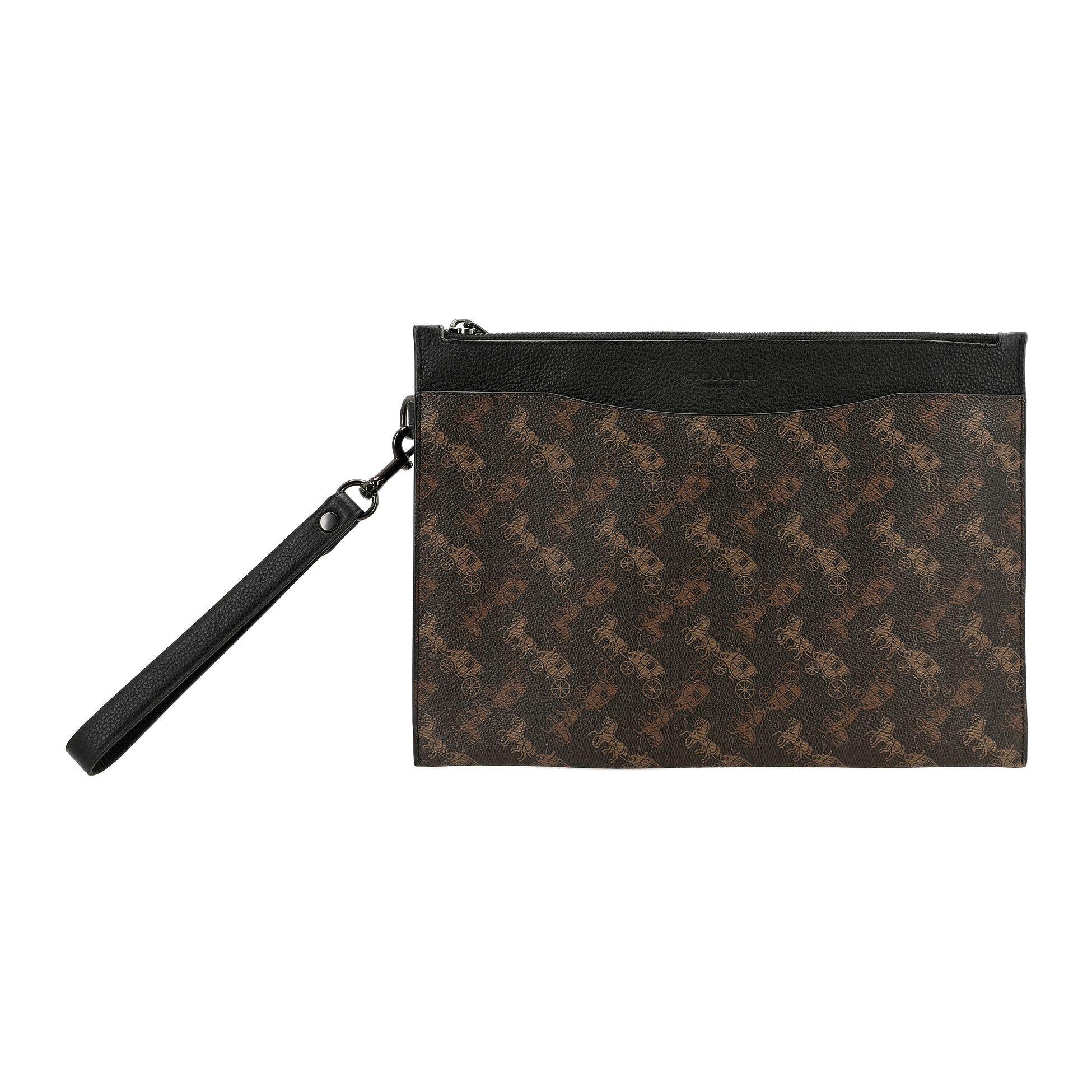 Coach Men's Dark/Brown Hitch Horse And Carriage Leather And Coated Canvas Medium Clutch Clutch - 4903-A7u