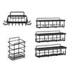 KX4B Shower Shelf Adhesive Rack Bathroom Shelves Basket Home Farmhouse Wall Organization Storage No Drilling