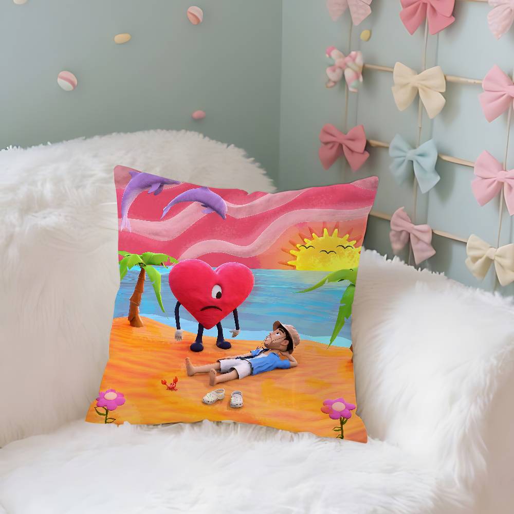 B-Bad B-Bunny Love X100pre Pillow Case Throw Pillow Cover Nordic Vintage Style Cushion Covers Home Living Room Sofa Couch Seat