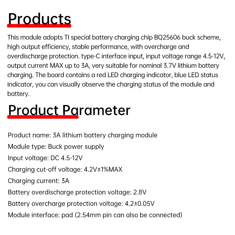 TP5000 5V 3A Lithium Li-ion Battery Charging Board Step Down Charge Module Charge Management Power Supply Type-C DC 4.5-12V
