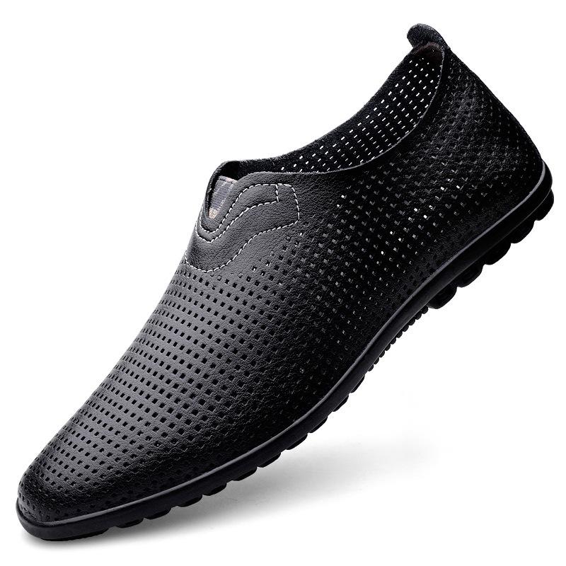 262 Men'S Shoes One-Pedal Casual Shoes Low-Top Feet Small Leather Shoes Spring And Summer Low-Top Hollowed-Out Cowhide Surface Single Shoes
