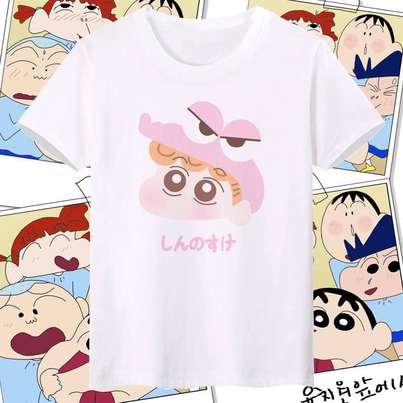 Crayon Shin Chan All Characters Print T Shirt Unisex Women Cute Cartoon Casual Short Sleeve Anime Tee Top