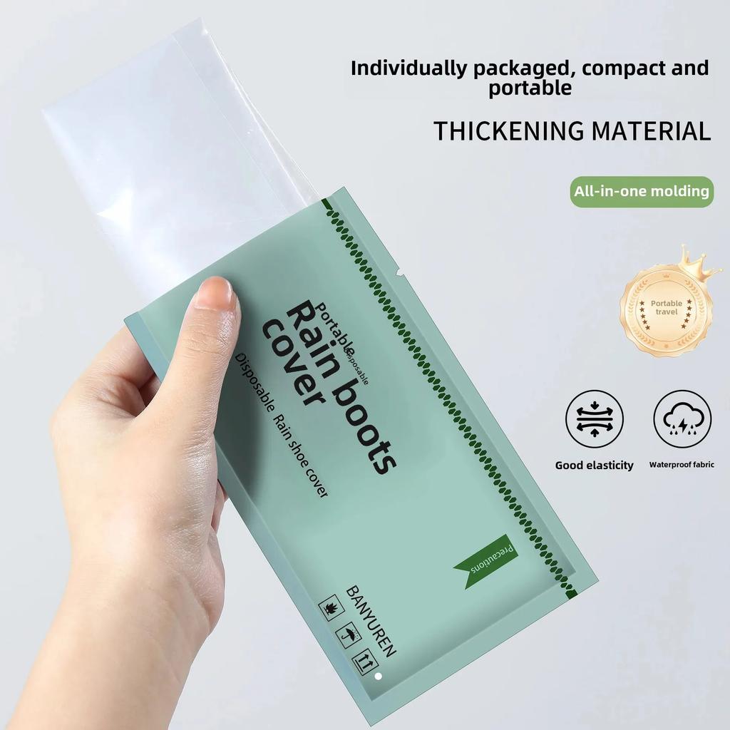 Portable Waterproof Thick Transparent Disposable Shoe Covers - Individually Packed for Outdoor Use
