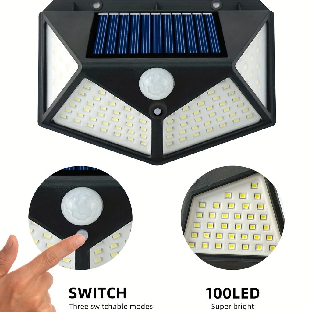 1-8 Kits Solar Wall Lights Outdoor 100 LED Motion Sensor 270° Range 3 Modes Wireless Energy Saver for Yard, Garden, Lawn, Patio