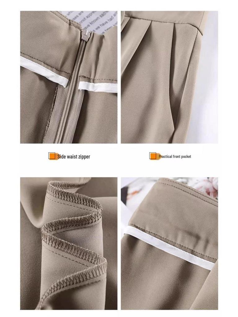 Women's High-Waist Pleated Wide-Leg Suit Pants - Spring/Summer New Arrival