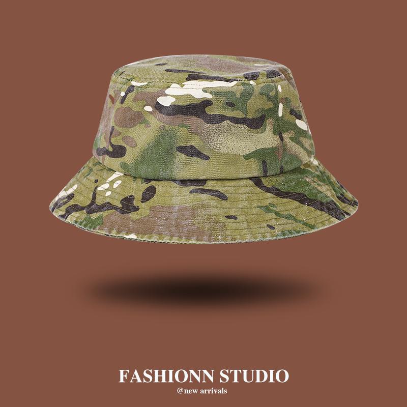 New Washed Old Retro Camouflage Soft Bucket Hat Men And Women Outdoor Mountaineering Sun Hat Sun Protection