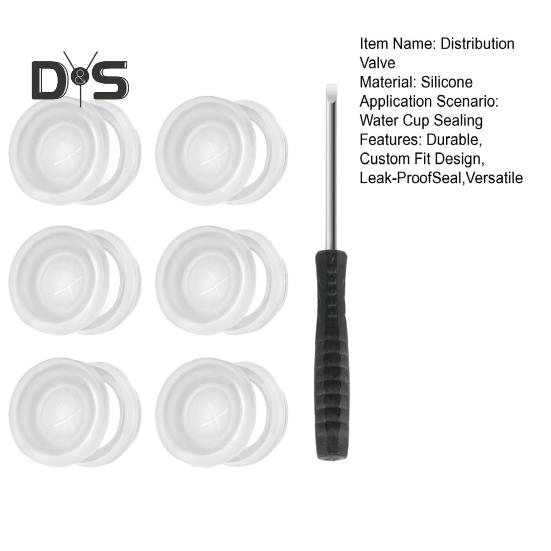 6Pcs Distribution Valve Silicone And Plastic Insert with Screwdriver Odorless Food-Grade Replacement Accessories for Gx 32oz Water Bottle