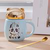Heart-shaped Wings Butterfly Lid Gift Cup Cute Cartoon Ceramic Mug Water Cup with Lid