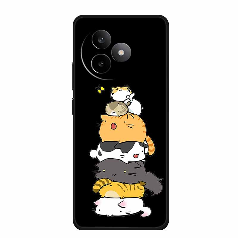 Black Silicone Case For Redmi K80 Ultra Case Cartoon Cat Soft Back Cover For Xiaomi Poco M6 4G Poco F6 5G Redmi 13 Phone Case