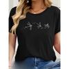 Women Casual Short Sleeve T-Shirt with Butterfly Dragonfly Animal Print Round Neck Fit Summer Casual Ladies T Shirts Soft Cloth