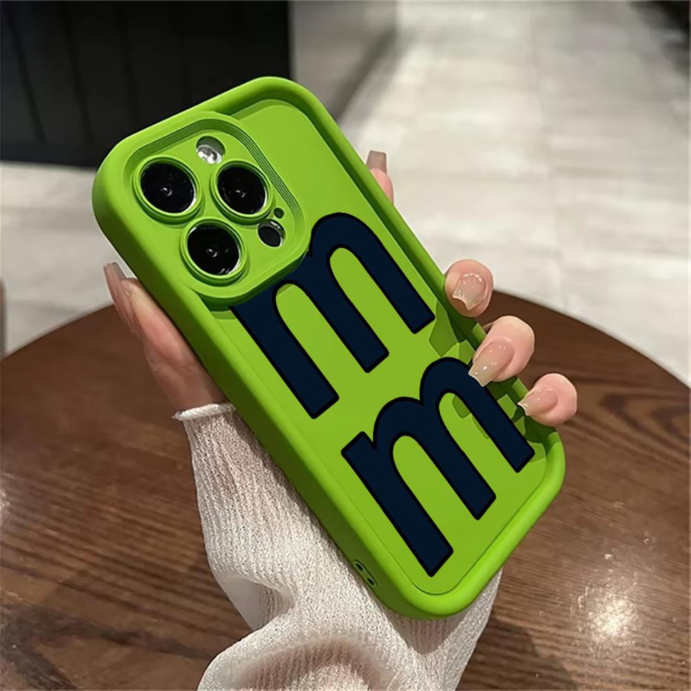 Simple Black White Stitching Letter M Phone Case for IPhone16 15 14 12 13 11Pro Pro XSMax 7 8Plus X XR SE Shockproof Phone Cover