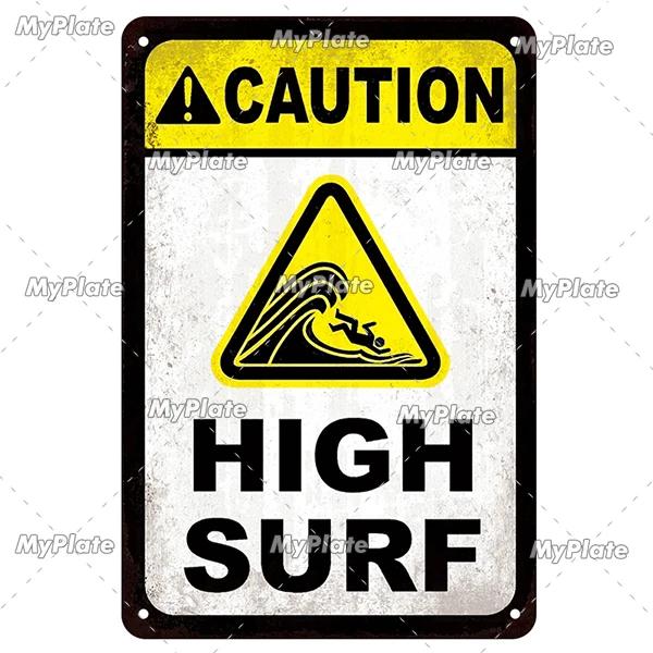 [MaPalte] Vintage Warning Sharks Metal Sign Tin Sign Decoration Plaque Home Wall Decor Bar Sign Home Decor Poster Drop Shipping