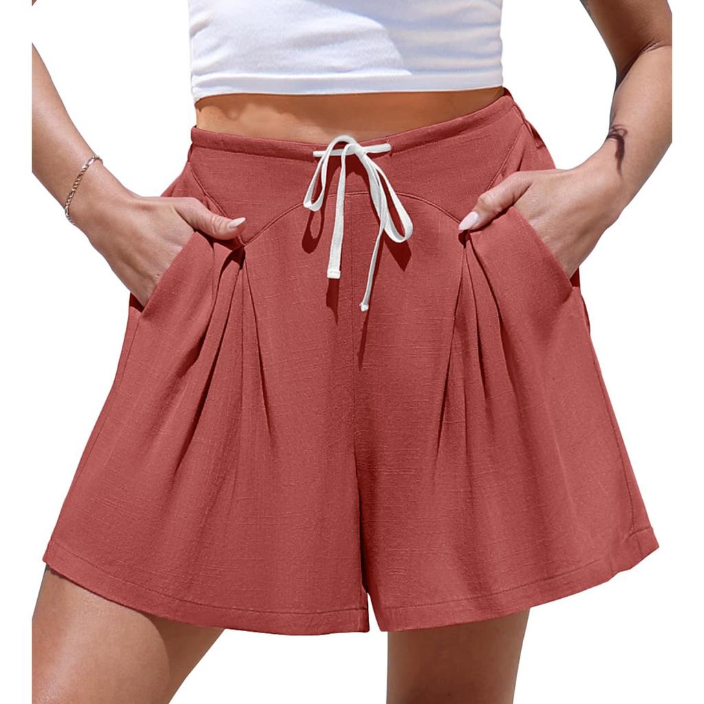 Sommershorts für Damen, lässig, hohe Taille, weiter Beinschnitt