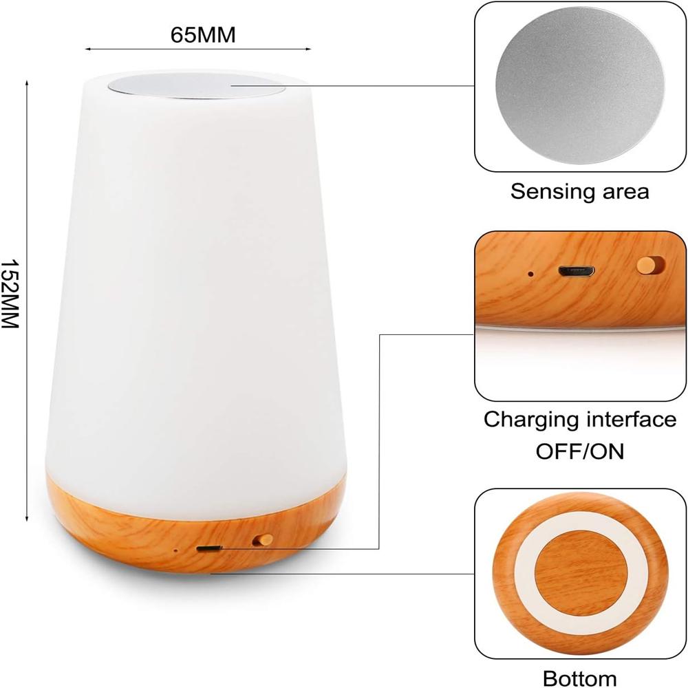 Night Light for Kids Baby Dimmable Touch Lamp 13 RGB Colors 5 Brightness Portable Rechargeable Bedside Table Lamp for Nightstand