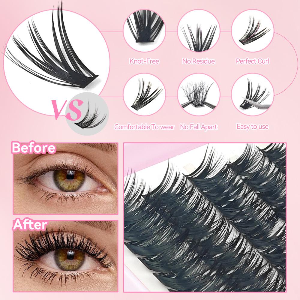 European Eyelash Book Set - 40D/60D/80D Segment Clusters, DIY Dense Curl, 32 Rows, Large Capacity