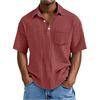 Men's Short,sleeved Casual Shirt, Men's Lapel Button ,color Top