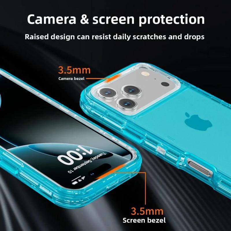 Simple Solid Color Heavy Duty Military Grade Anti-Drop Armor 3IN1 for IPhone 17Air 16E 16 15 14 PLUS 13 12 11 17 Pro Max Otther with Box Clear Case