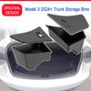 For 2025 2025 2026 Tesla Model 3 Rear Trunk Side Storage Box with Cover Tail Boot Organizer Partition Decoration Car Accessories