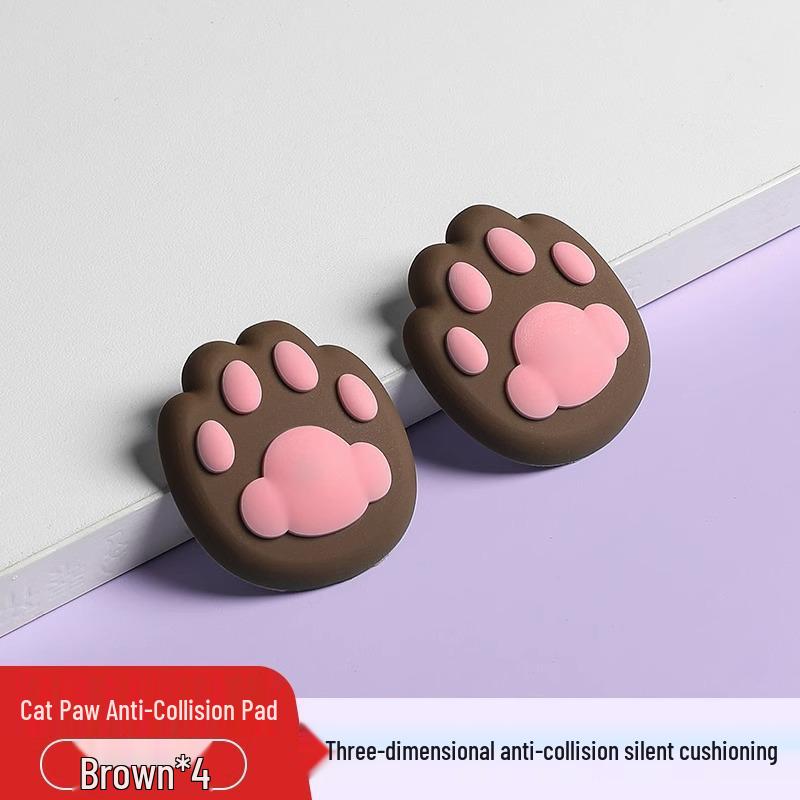 Adorable Cat Paw Silicone Door Handle Cushion Wall Sticker Bumper
