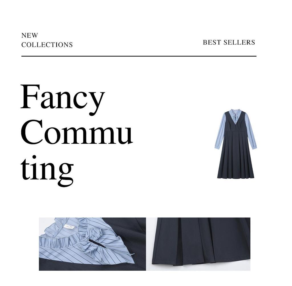 Autumn Pleated Slimming Plus Size College Style Two-Piece Dress for Women