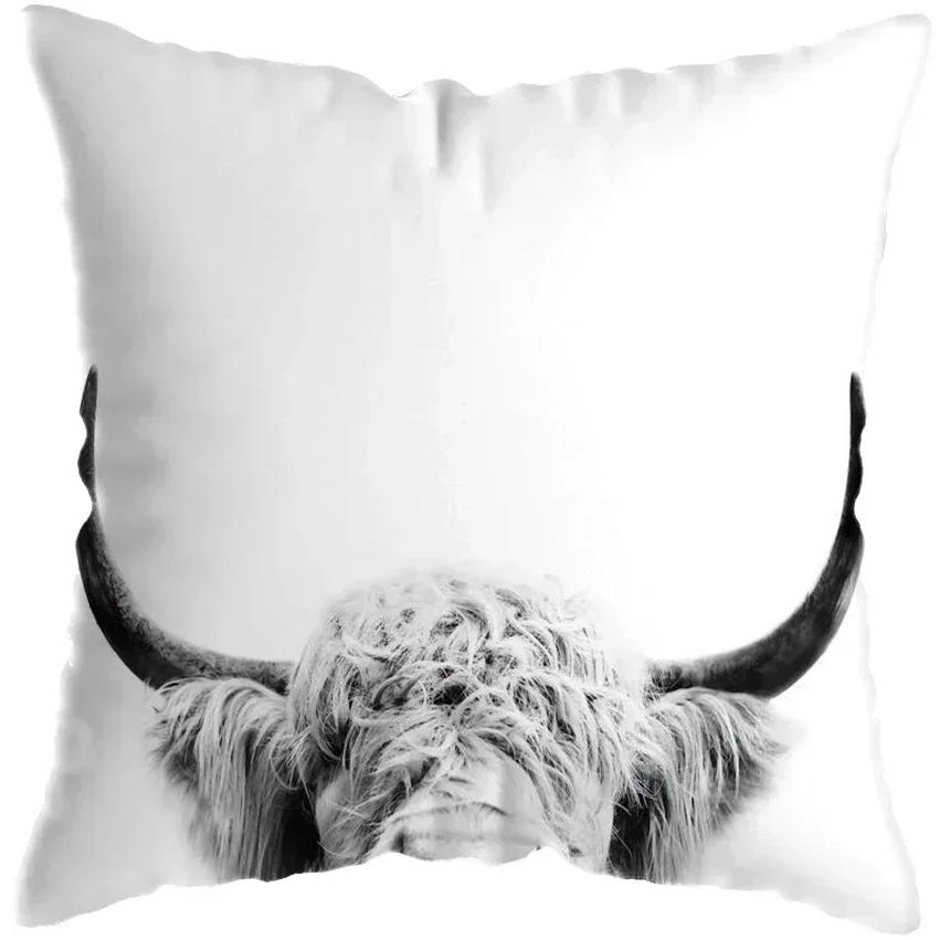 45x45cm Schottische Hochlandkatze Kuh Yak Tierdruck Kissenbezug Für Heimdekor Kissenbezug Sofadekoration Kissenbezug