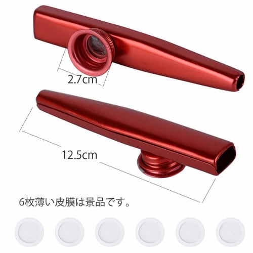 Metal Kazoo with 6 Vibrating Diaphragms, Silver, Red, Blue, Yellow, Green, Purple, Whistle, Wind Instrument