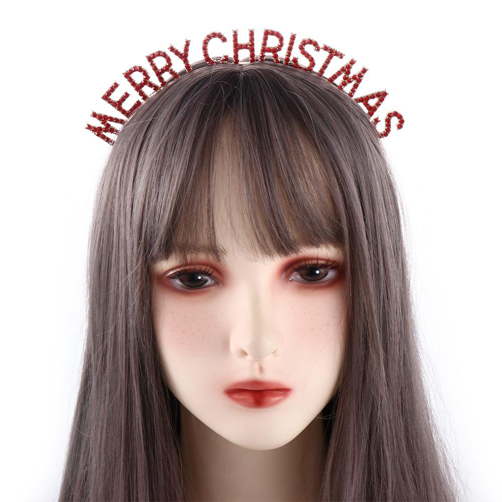 Dree Up Letter Korean Style Hair Hoop Rhinestone Crown Female Jewelry Merry Christmas Headband