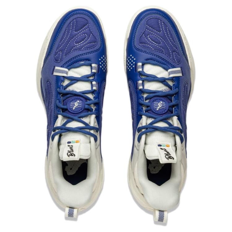 Li Ning Wade Comfortable Fashion Versatile Shock Absorbing Wear Resistant Low Top Basketball Shoes Men sneaker Blue White ABPV001-5