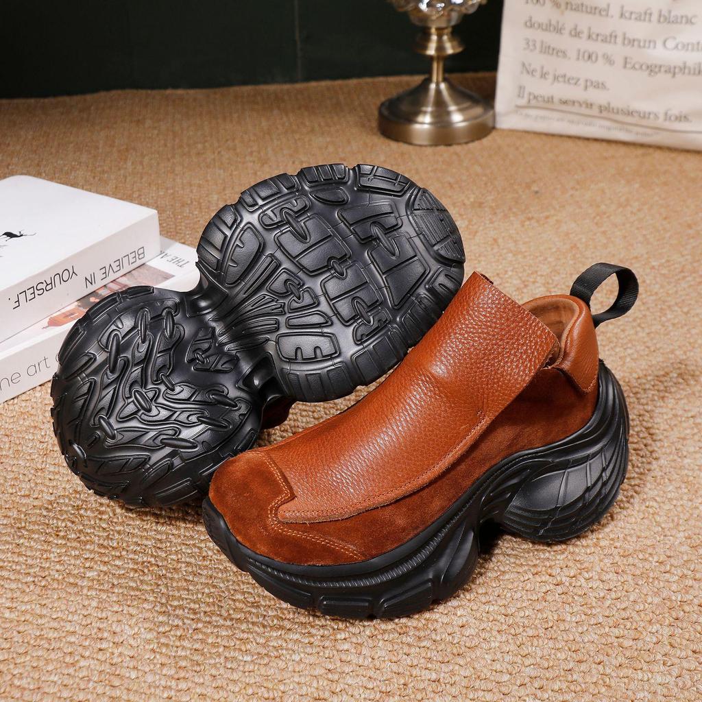 2025 Herbst Damen Echtleder Slipper: Leicht, Atmungsaktiv, Dicke Sohle Retro Lässige Dad Shoes