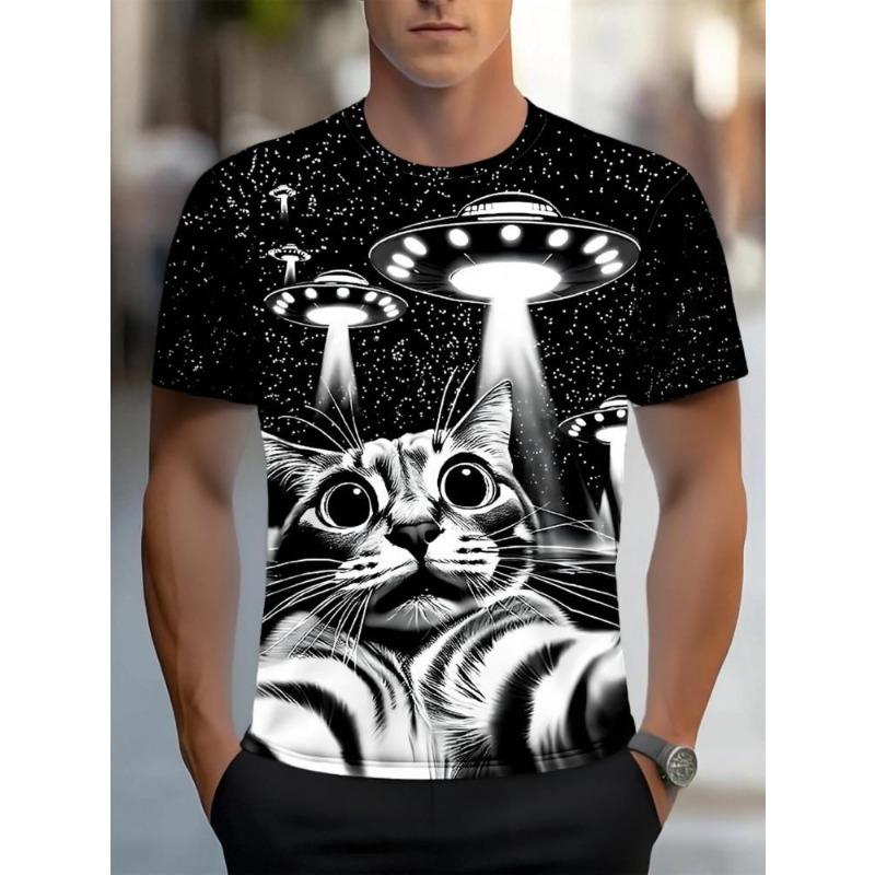 Funny Cartoon Cat T-Shirts Animal 3D Print Men Women Short Sleeve T Shirt Oversized Street Harajuku Y2K