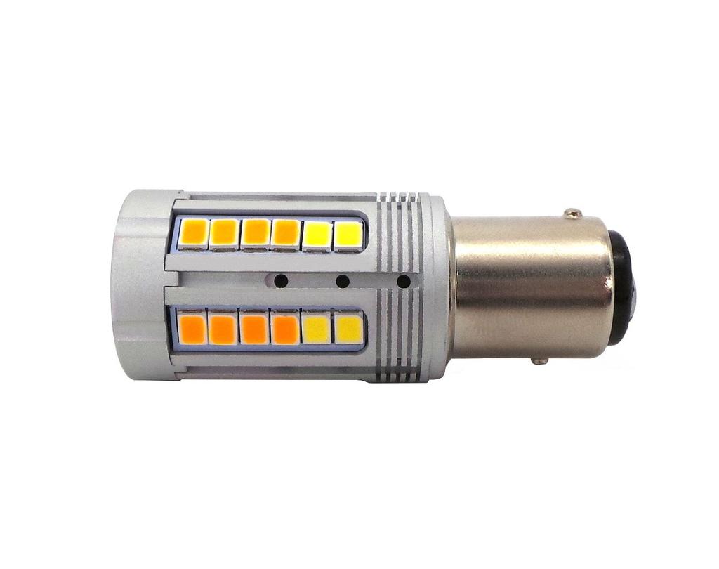 2 pezzi lampadina P21/5W LED BAY15D 12-24V 21/5W bianco-arancione senza errore Off-Road