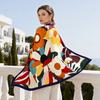 yangyizhi Large Square Headscarf, Simulated Silk Satin Fabric Scarf, Vibrant Floral Print Neck Multi-Purpose Turban Scarf Shawl Hair Tie