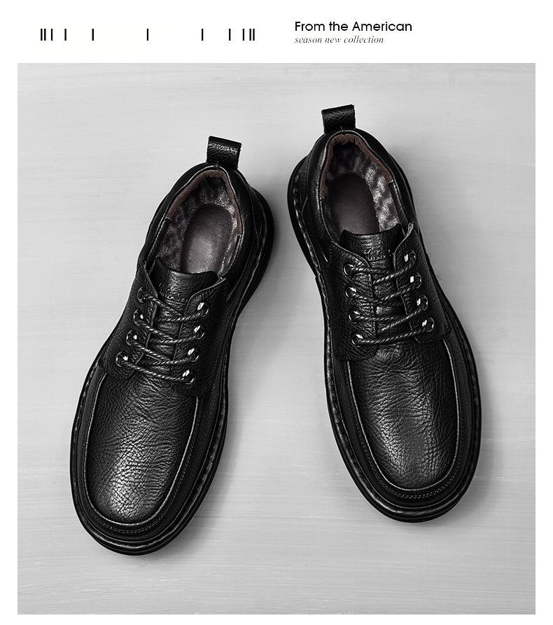 High-End Autumn/Winter 2021 Men's Slip-On Thick-Soled Genuine Leather Business Shoes