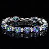 Colorful Crystal Aaa Zircon Bracelet Plated With Real White Gold, Jewelry.