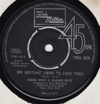 7inch Record DIANA ROSS & MARVIN GAYE - My Mistake (Was To Love You) TMG920 TAMLA MOTOWN 1974 UK Soul/Funk Used
