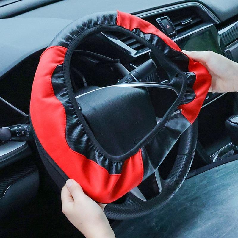 Coprivolante per auto, senza anello interno, fascia elastica, manicotto in pelle, coprivolante sportivo in fibra di carbonio per auto