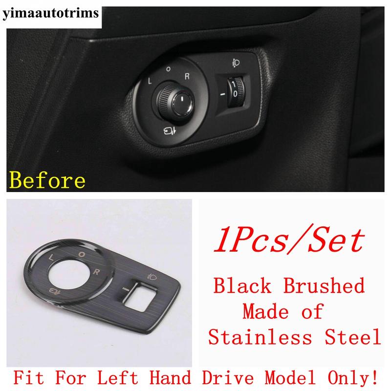Car Head Lamp Light Switch Adjust Knob Panel Control Frame Cover Trim For MG 5 MG5    Silver Interior Accessories